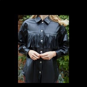 Faux Leather Fringe Shirt